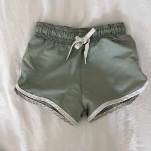 Minnow Toddler Green Swim Trunks with White Lining